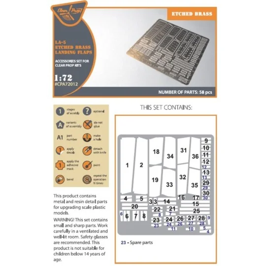 La-5 (all versions) PE landing flaps for CP kits CP72014/CP72015, 1...
