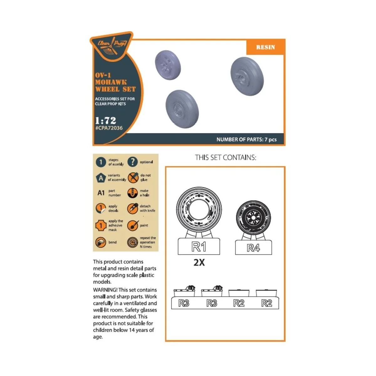 OV-1 A/B/C/D Mohawk wheels set for CP kit ??72016, 1/72 - Clear Pro...