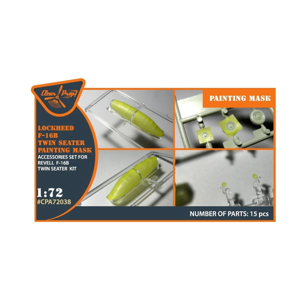F-16B/D twin seater painting mask for REVELL kit, 1/72 - Clear Prop...