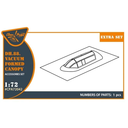 DH.88 Comet vacuum formed canopy for CP kits, 1/72 - Clear Prop Acc...