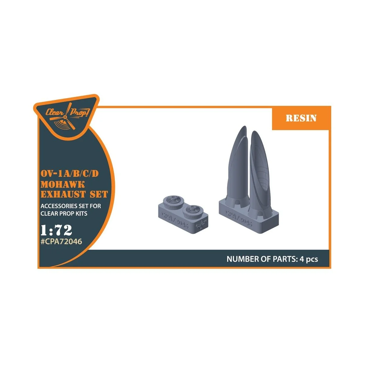 OV-1 A/B/C/D Mohawk exhaust set for CP kit, 1/72 - Clear Prop Acces...