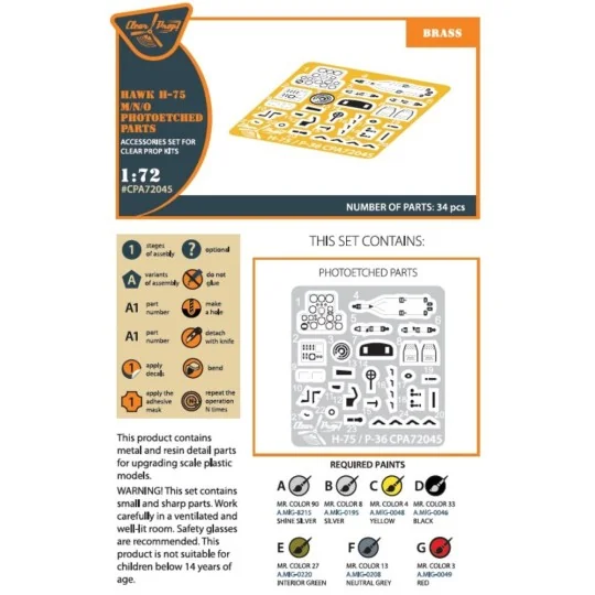 Hawk H-75 M/N/O PE parts for CP kits CP72021/CP72022/CP72029, 1/72 ...