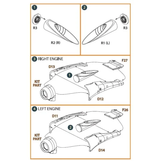 OV-1 A/B/C/D Mohawk exhaust set for CP kit, 1/72 - Clear Prop Acces...