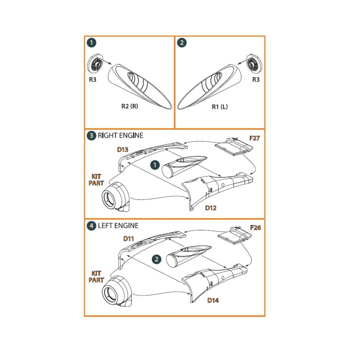 OV-1 A/B/C/D Mohawk exhaust set for CP kit, 1/72 - Clear Prop Acces...
