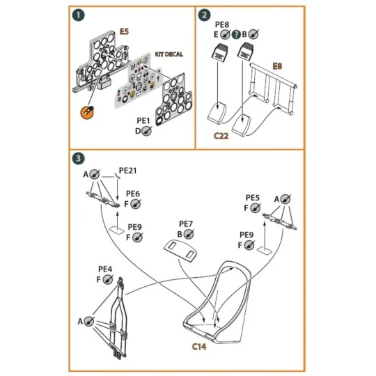 Hawk H-75 M/N/O PE parts for CP kits CP72021/CP72022/CP72029, 1/72 ...