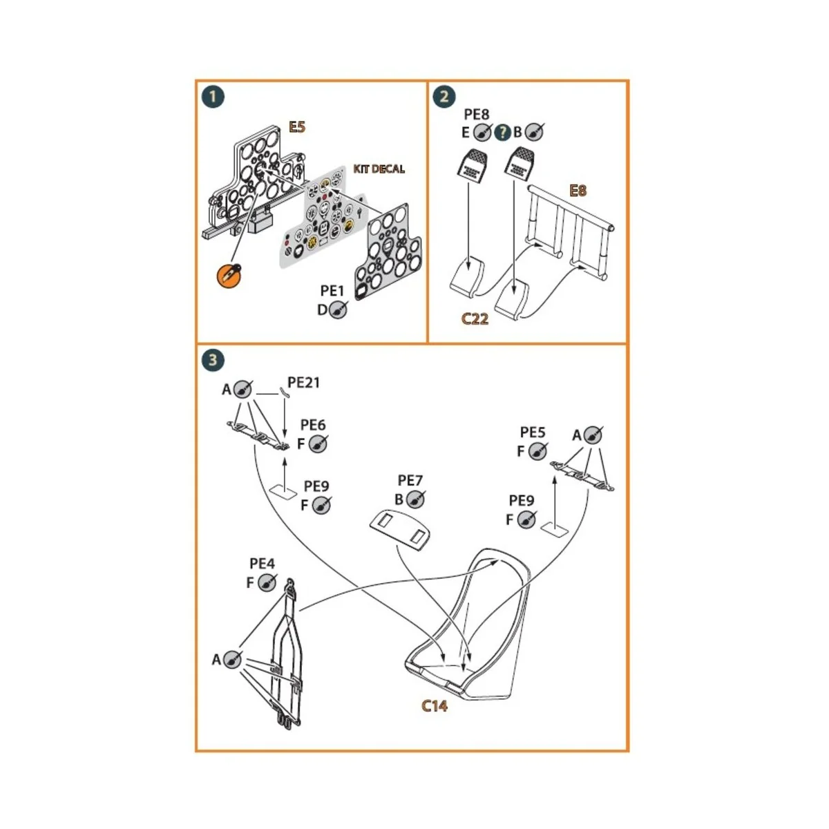 Hawk H-75 M/N/O PE parts for CP kits CP72021/CP72022/CP72029, 1/72 ...