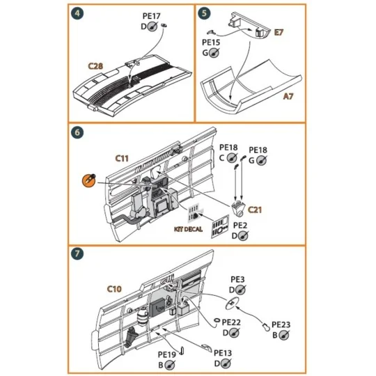 Hawk H-75 M/N/O PE parts for CP kits CP72021/CP72022/CP72029, 1/72 ...