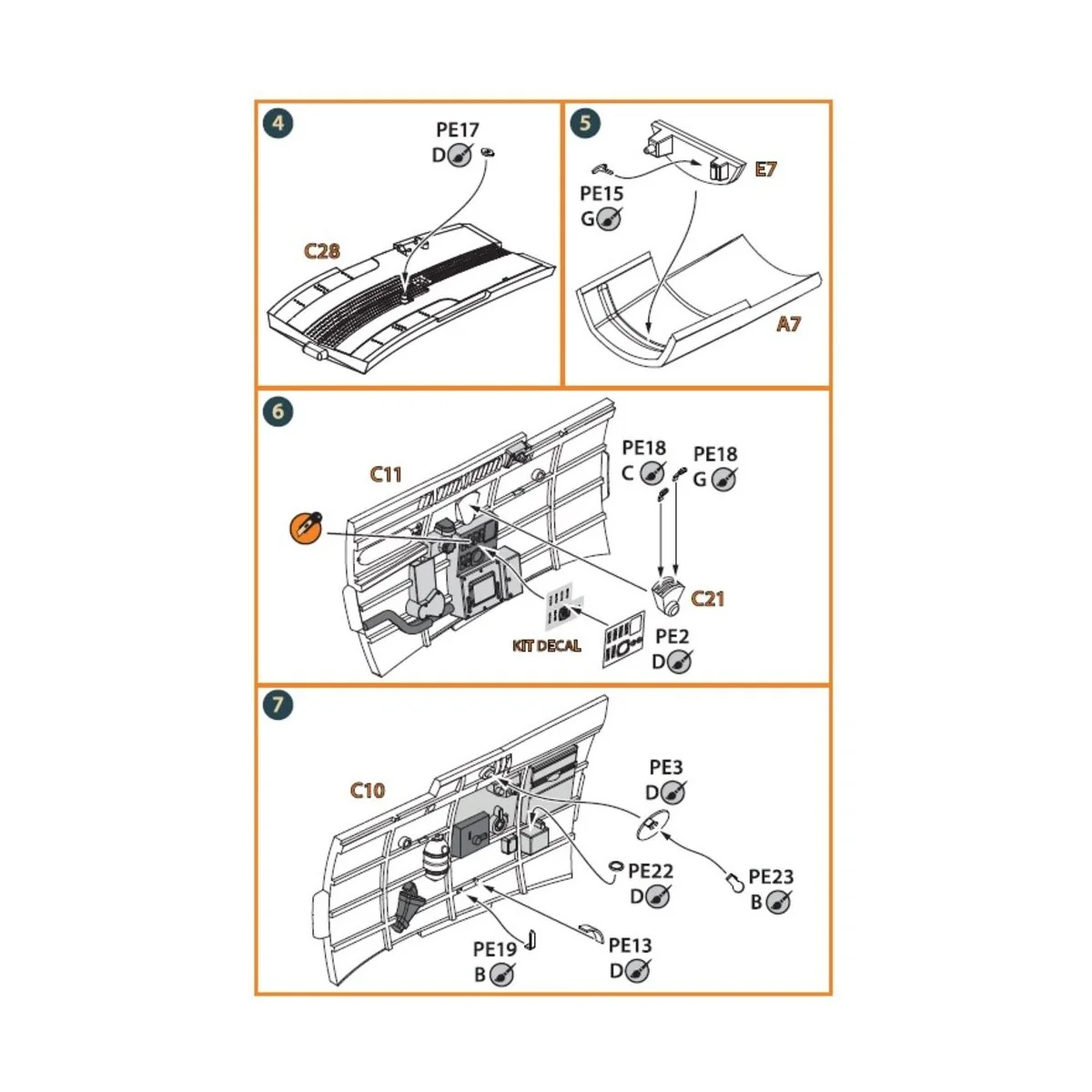 Hawk H-75 M/N/O PE parts for CP kits CP72021/CP72022/CP72029, 1/72 ...