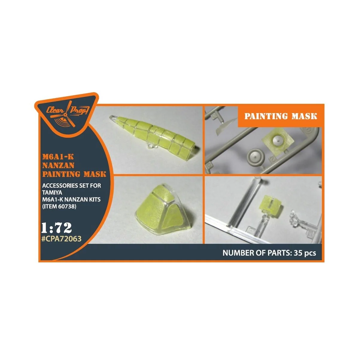 M6A1-K Nanzan painting mask for Tamiya kit 60738, 1/72 - Clear Prop...