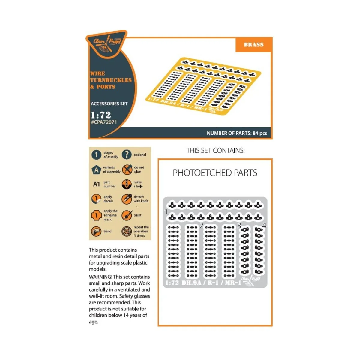 Wire Turnbuckles and ports PE set for CP kits DH.9a/R-1/MR-1, 1/72 ...