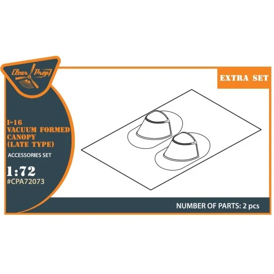 I-16 vacuum formed canopy (late version) for CP kit, 1/72 - Clear P...
