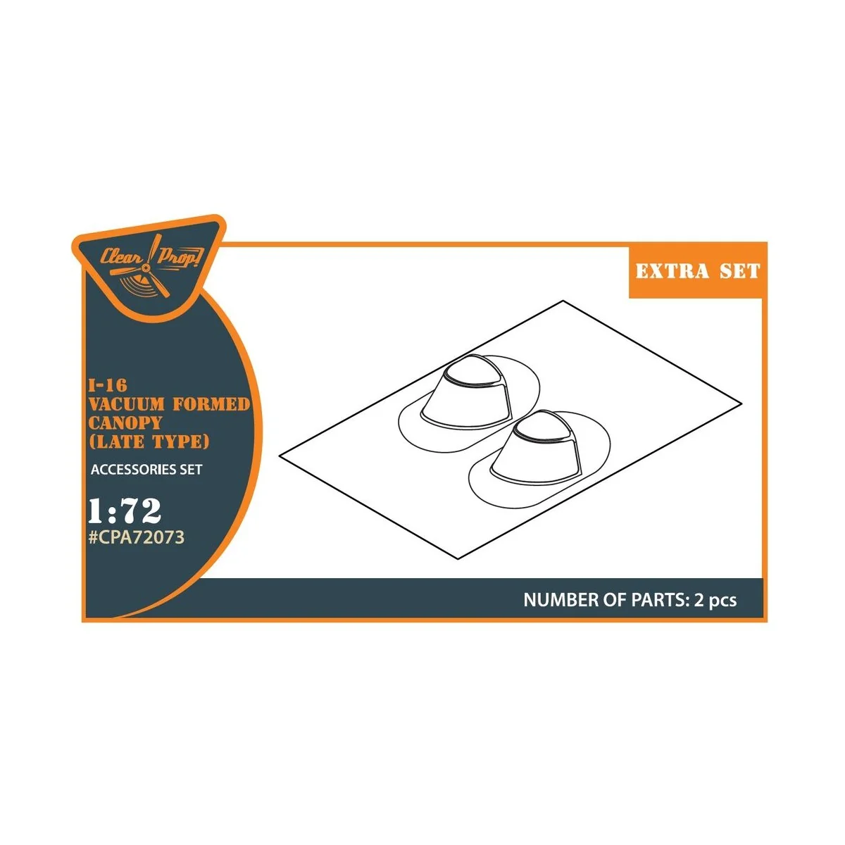 I-16 vacuum formed canopy (late version) for CP kit, 1/72 - Clear P...