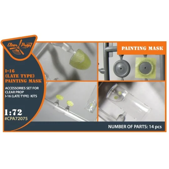 I-16 (late version) painting mask for CP kit, 1/72 - Clear Prop Acc...