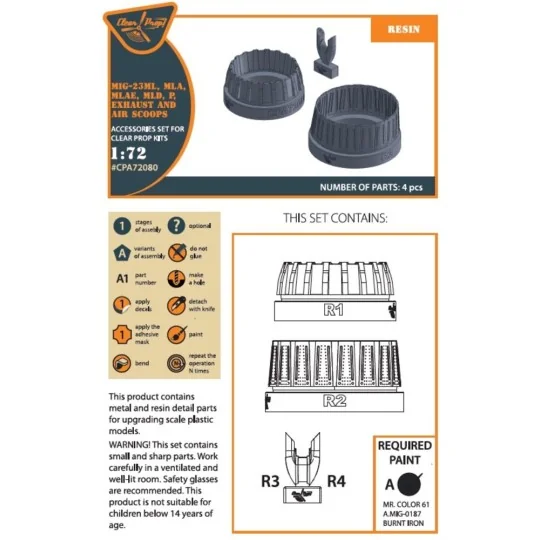 MiG-23ML, MLD, P, MLAE Exhaust and air scoops for CP kits, 1/72 - C...