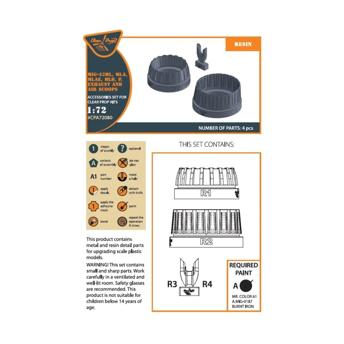 MiG-23ML, MLD, P, MLAE Exhaust and air scoops for CP kits, 1/72 - C...