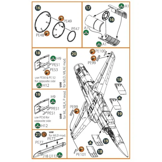 MiG-23ML, MLD, P, MLAE PE set for CP kits, 1/72 - Clear Prop Access...