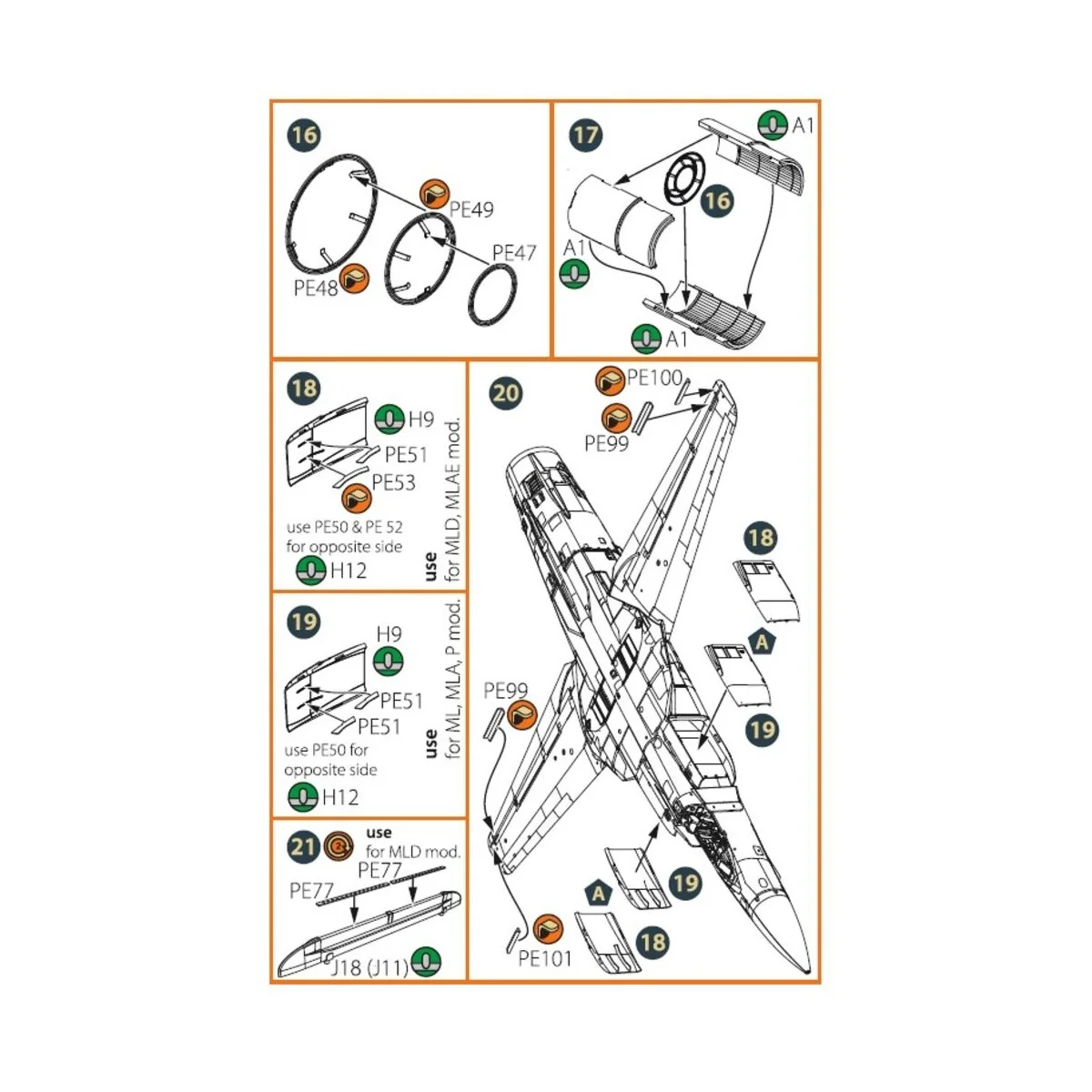 MiG-23ML, MLD, P, MLAE PE set for CP kits, 1/72 - Clear Prop Access...