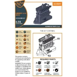 Liberty L-12 engine set 3D print, 1/72 - Clear Prop Accessories CPA... 2