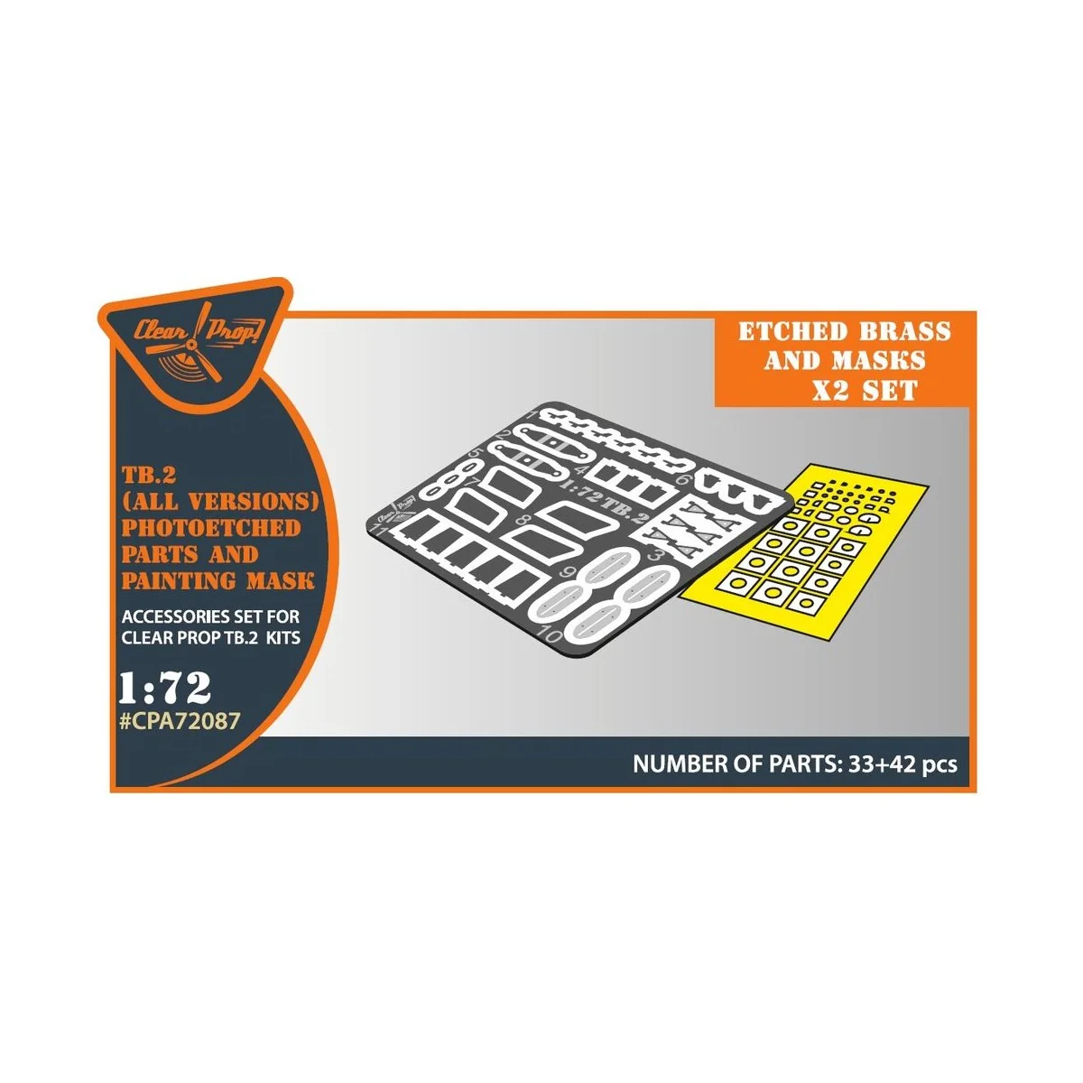 TB.2 PE parts and painting mask x2 set for CP kits, 1/72 - Clear Pr...