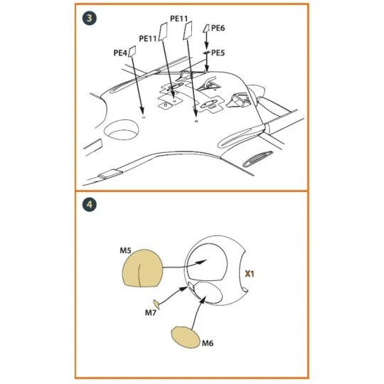 TB.2 PE parts and painting mask x2 set for CP kits, 1/72 - Clear Pr...