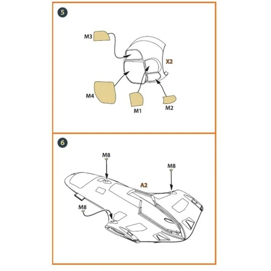 TB.2 PE parts and painting mask x2 set for CP kits, 1/72 - Clear Pr...