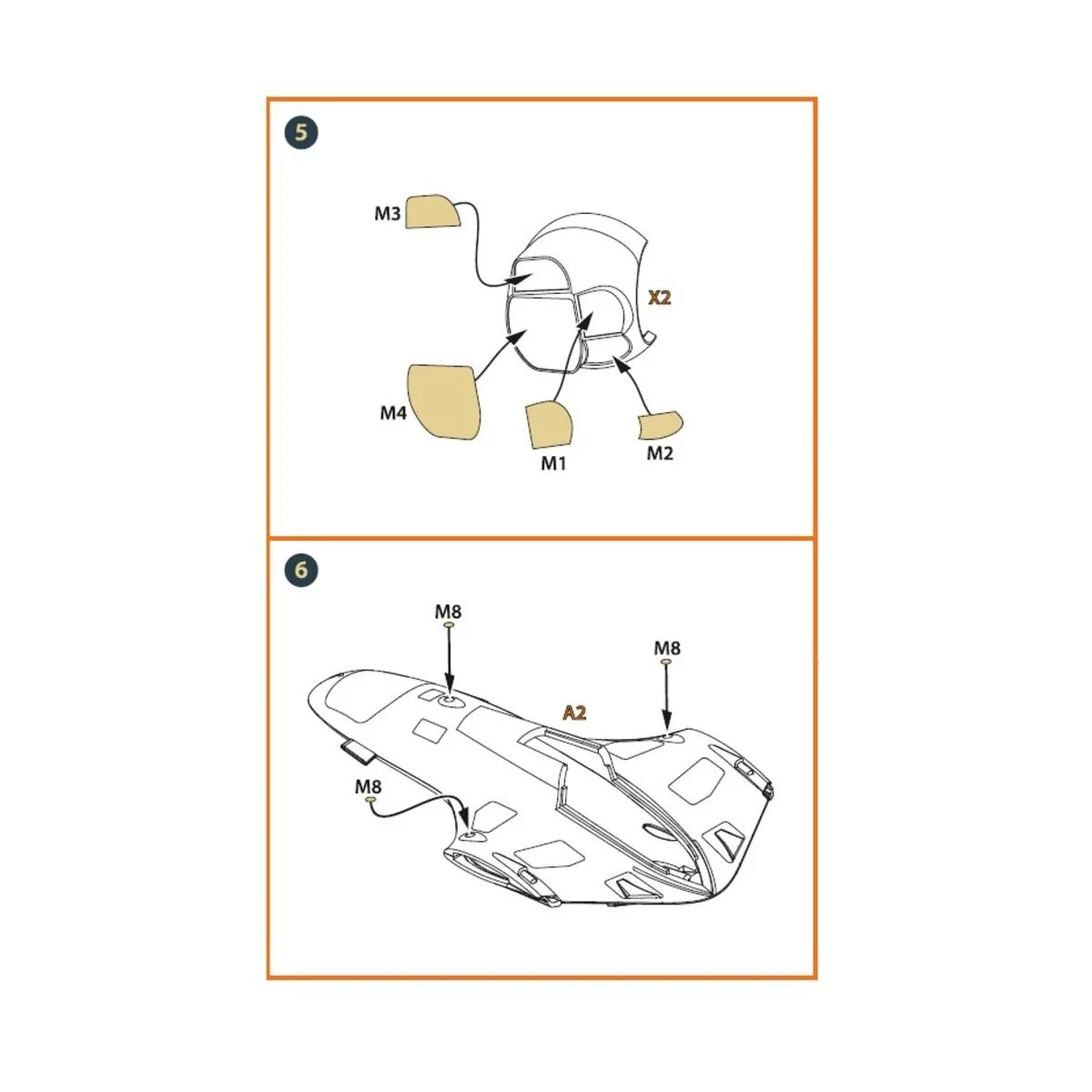 TB.2 PE parts and painting mask x2 set for CP kits, 1/72 - Clear Pr...