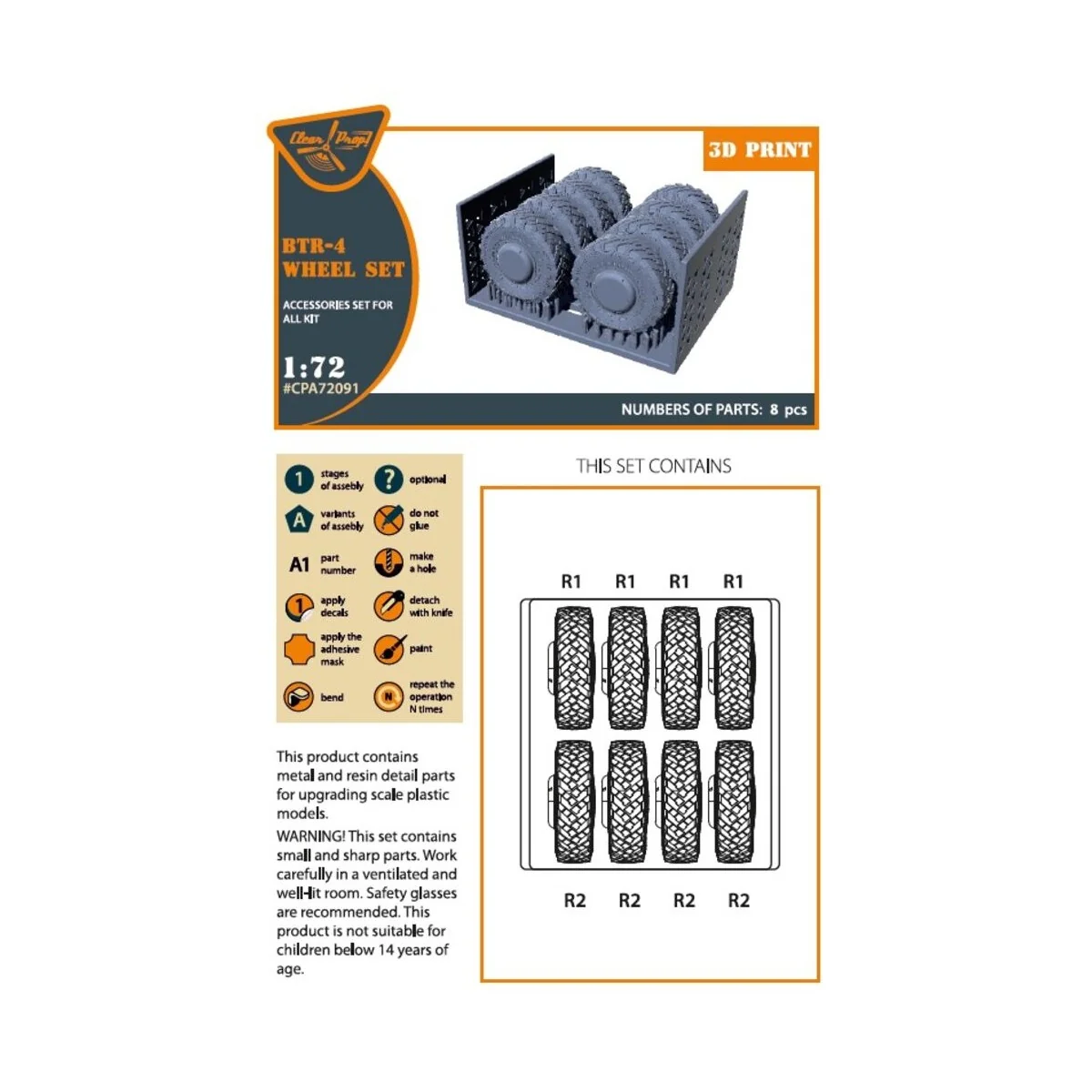BTR-4 Wheel set for IBG kits, 1/72 - Clear Prop Accessories CPA72091