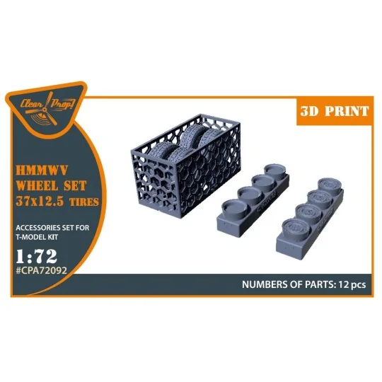 HMMWV Wheel set 37x12, 5 Tires for T-Model kits, 1/72 - Clear Prop ...