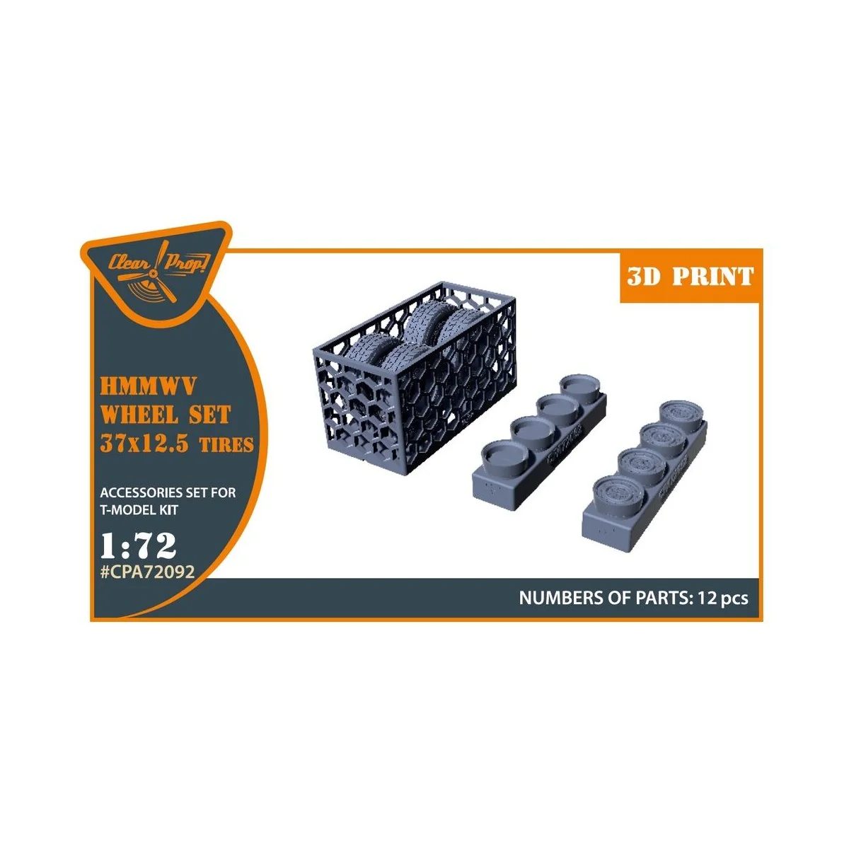 HMMWV Wheel set 37x12, 5 Tires for T-Model kits, 1/72 - Clear Prop ...