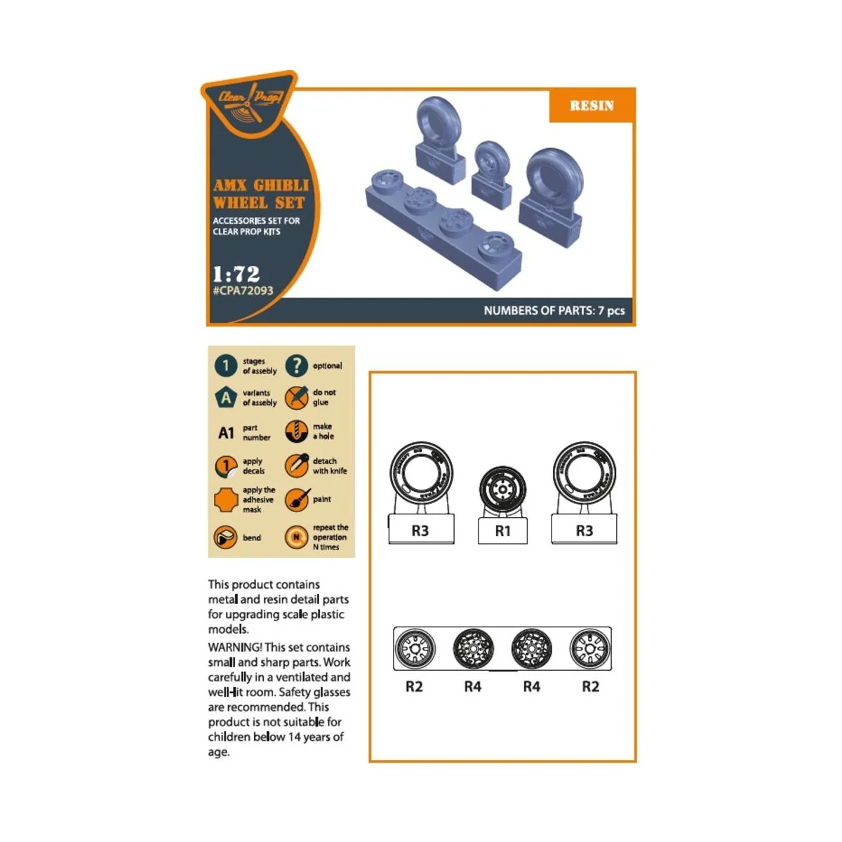 AMX, AMX-T Ghibli wheel set for Italeri kits, 1/72 - Clear Prop Acc...