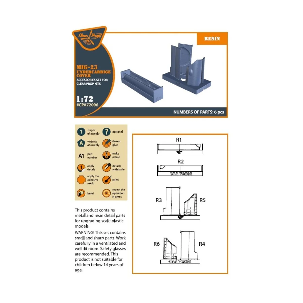 MiG-23 undercarriage covers for CP kits, 1/72 - Clear Prop Accessor...