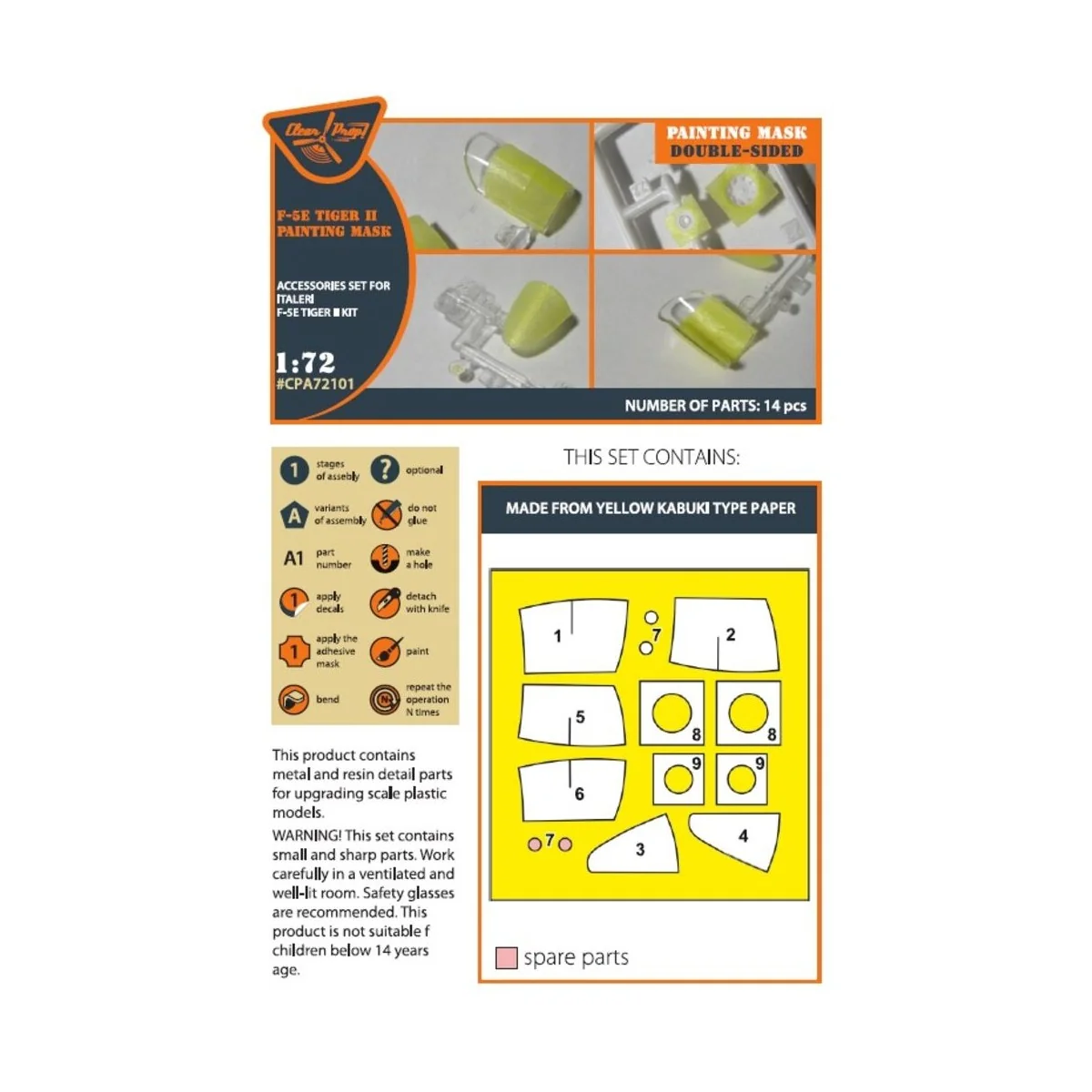 F-5E Tiger II painting mask for Italeri kits, 1/72 - Clear Prop Acc...