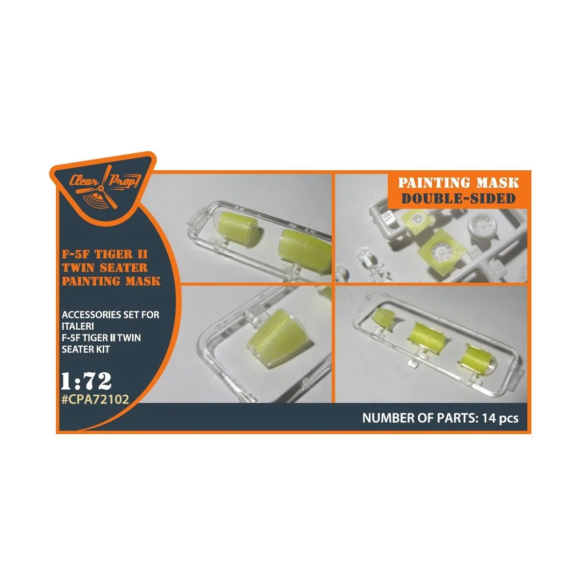 F-5F Tiger II painting mask for Italeri kits, 1/72 - Clear Prop Acc...