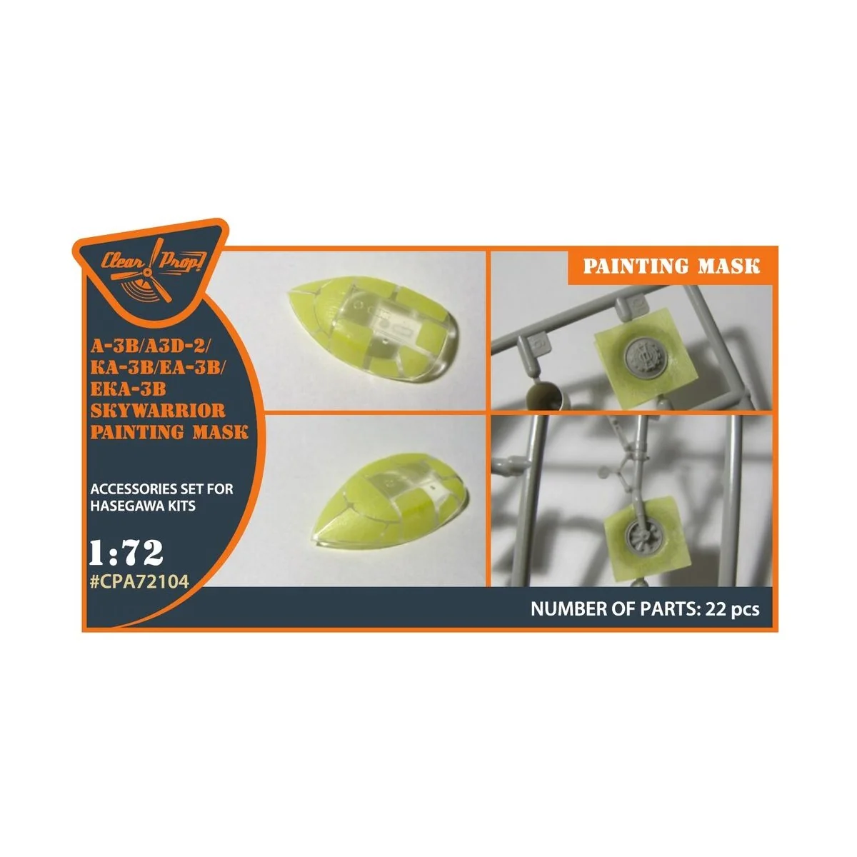 A-3B painting mask for Hasegawa kits, 1/72 - Clear Prop Accessories...