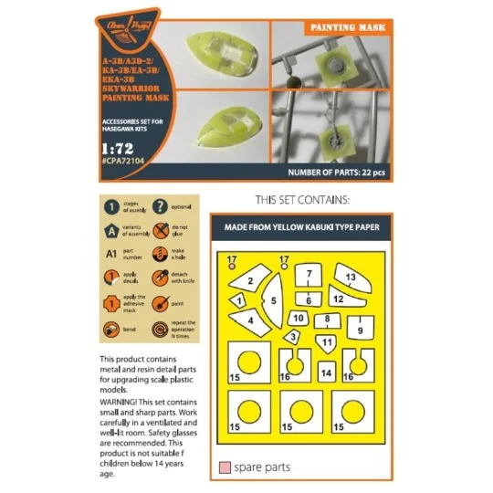 A-3B painting mask for Hasegawa kits, 1/72 - Clear Prop Accessories...