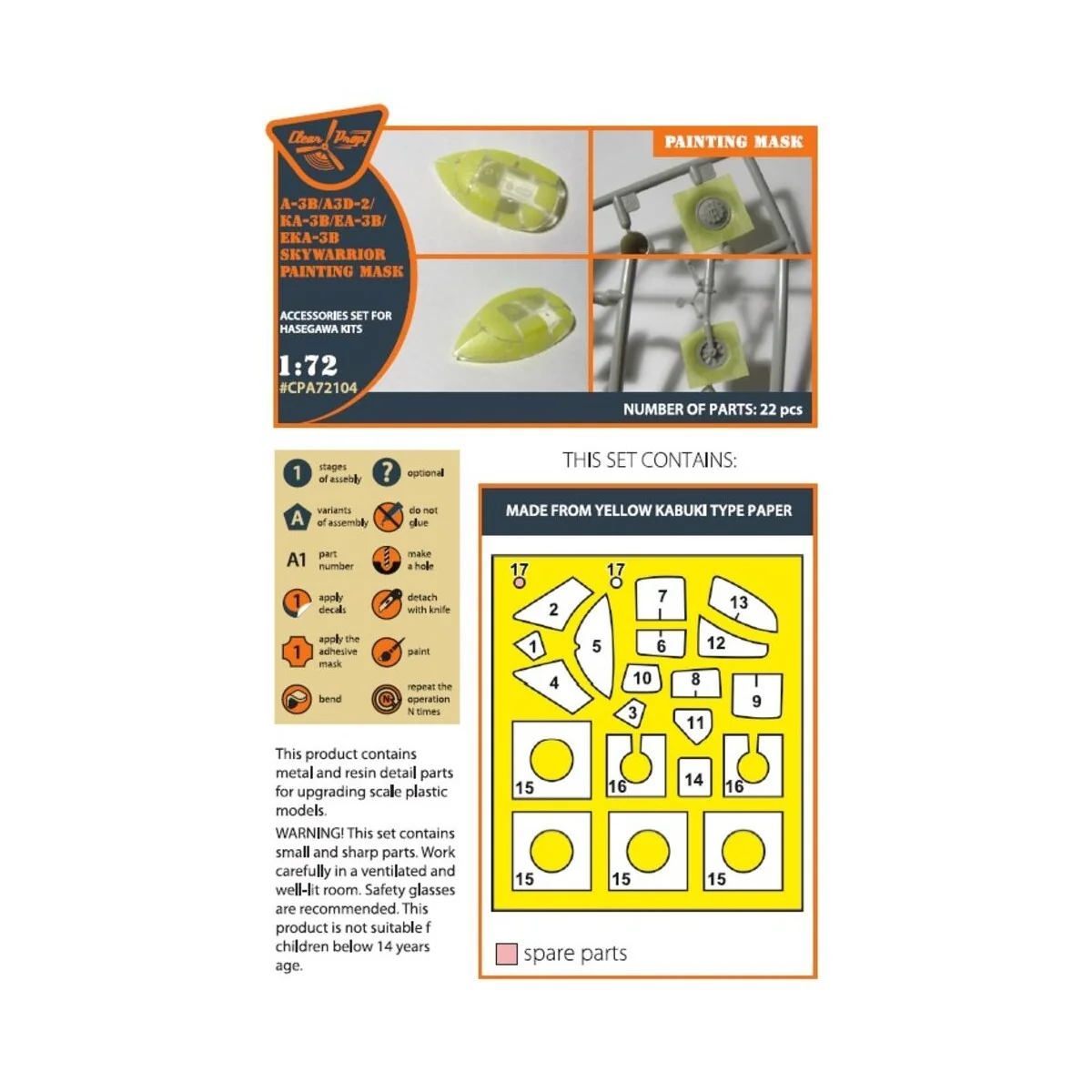 A-3B painting mask for Hasegawa kits, 1/72 - Clear Prop Accessories...