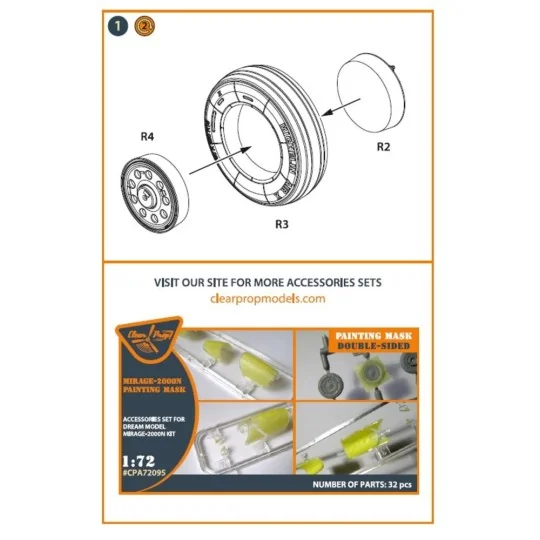 Mirage-2000 wheel set for Modelsvit, Dream Model kits, 1/72 - Clear...