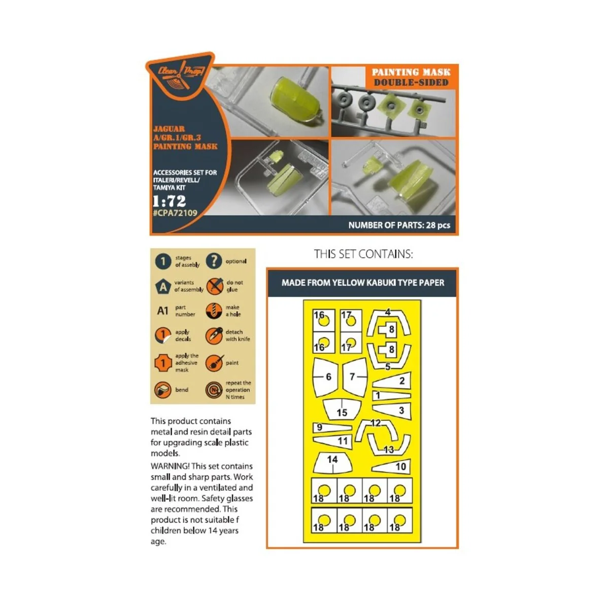 Jaguar A/GR.1/GR.3 painting mask for Italeri/Revell/Tamiya kits, 1/...