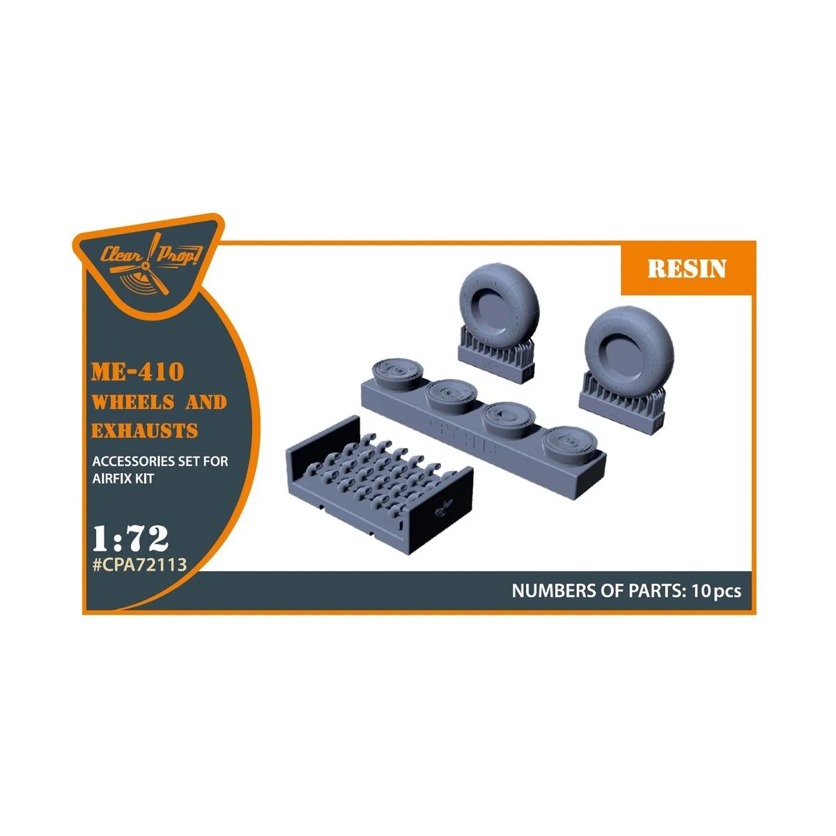 Me-410 B-1/U2/U4/R4 wheel set and exhausts for Airfix kit, 1/72 - C...