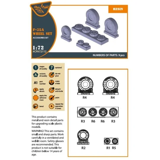 F-35A wheel set, 1/72 - Clear Prop Accessories CPA72112