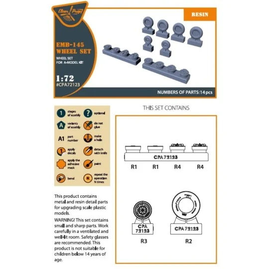 EMB-145 wheel set for A-model kits, 1/72 - Clear Prop Accessories C...