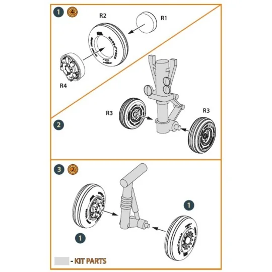 EMB-145 wheel set for A-model kits, 1/72 - Clear Prop Accessories C...