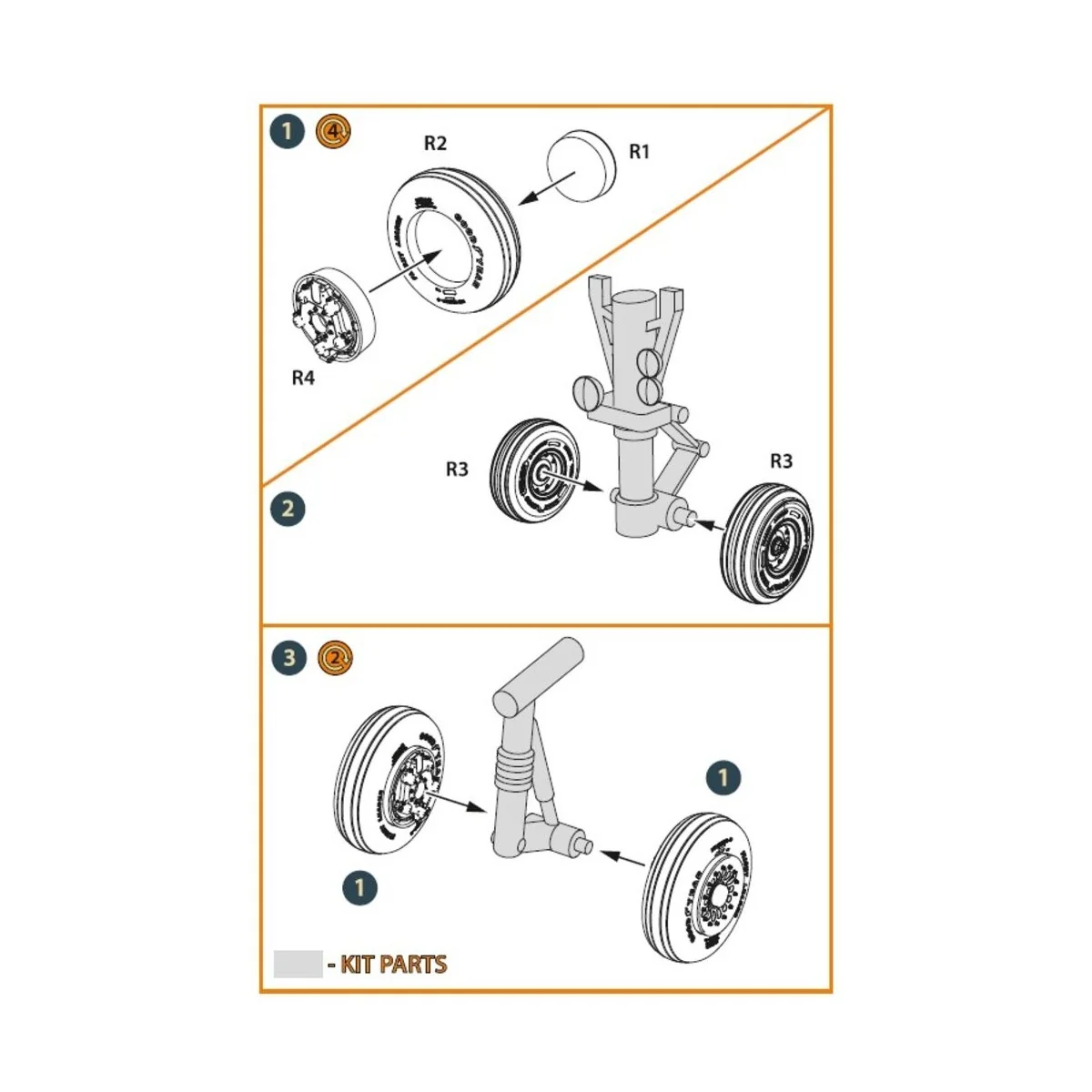 EMB-145 wheel set for A-model kits, 1/72 - Clear Prop Accessories C...