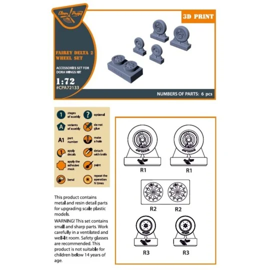 Fairey Delta 2 wheel set for Dora Wings kit, 1/72 - Clear Prop Acce...