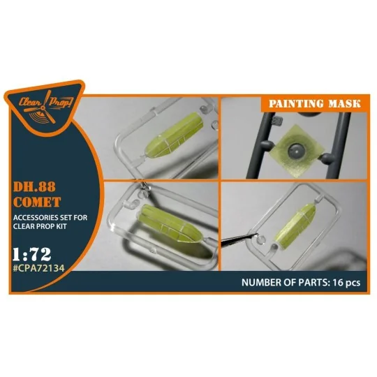 DH.88 Comet painting mask for CP kits, 1/72 - Clear Prop Accessorie...