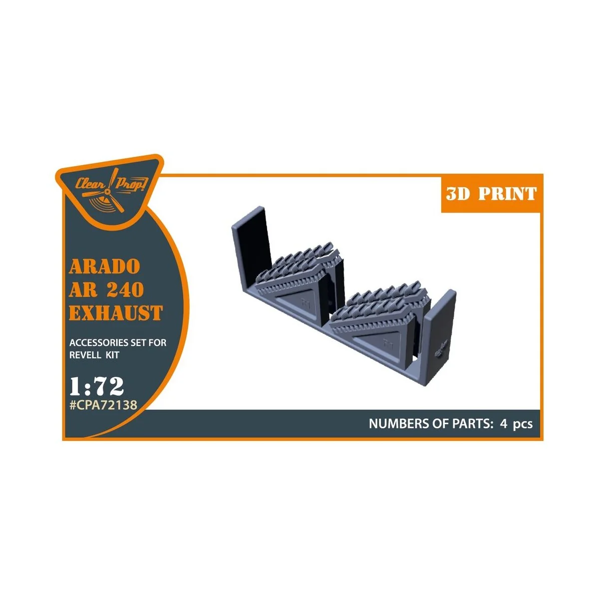 Arado Ar-240 exhausts for REVELL kit, 1/72 - Clear Prop Accessories...