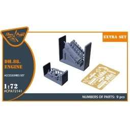 DH.88 Comet engine set 3D print, 1/72 - Clear Prop Accessories CPA7...