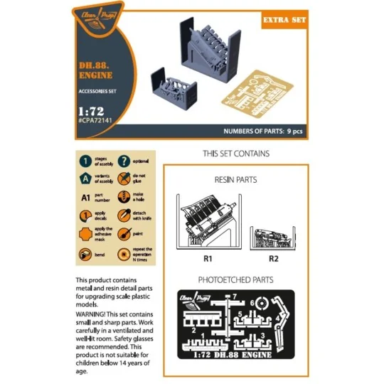 DH.88 Comet engine set 3D print, 1/72 - Clear Prop Accessories CPA7...