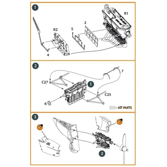 DH.88 Comet engine set 3D print, 1/72 - Clear Prop Accessories CPA7...