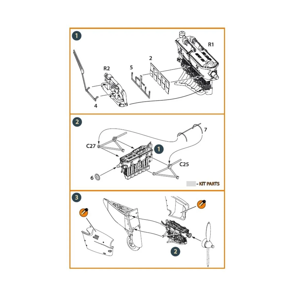 DH.88 Comet engine set 3D print, 1/72 - Clear Prop Accessories CPA7...
